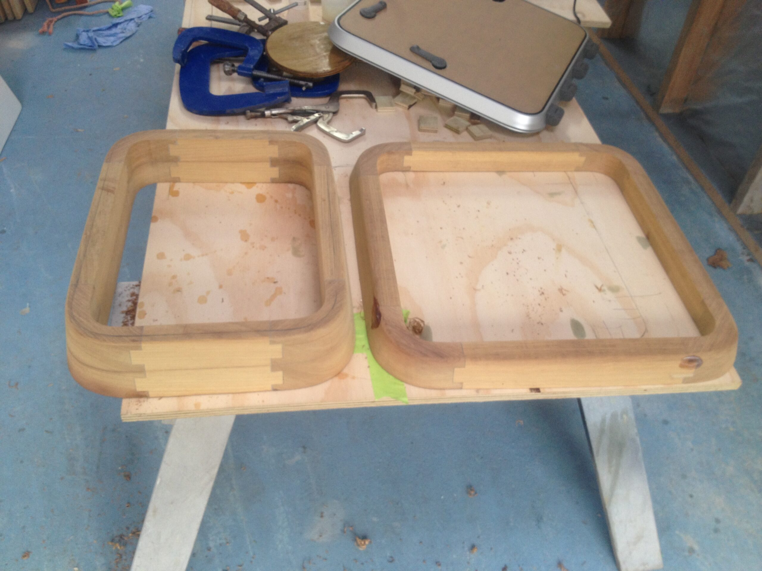 New hatch frames for a boat, crafted by Mitch Pascoe.